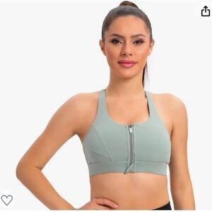 NWT Cordaw Womens Green Front Zip Athletic Bra